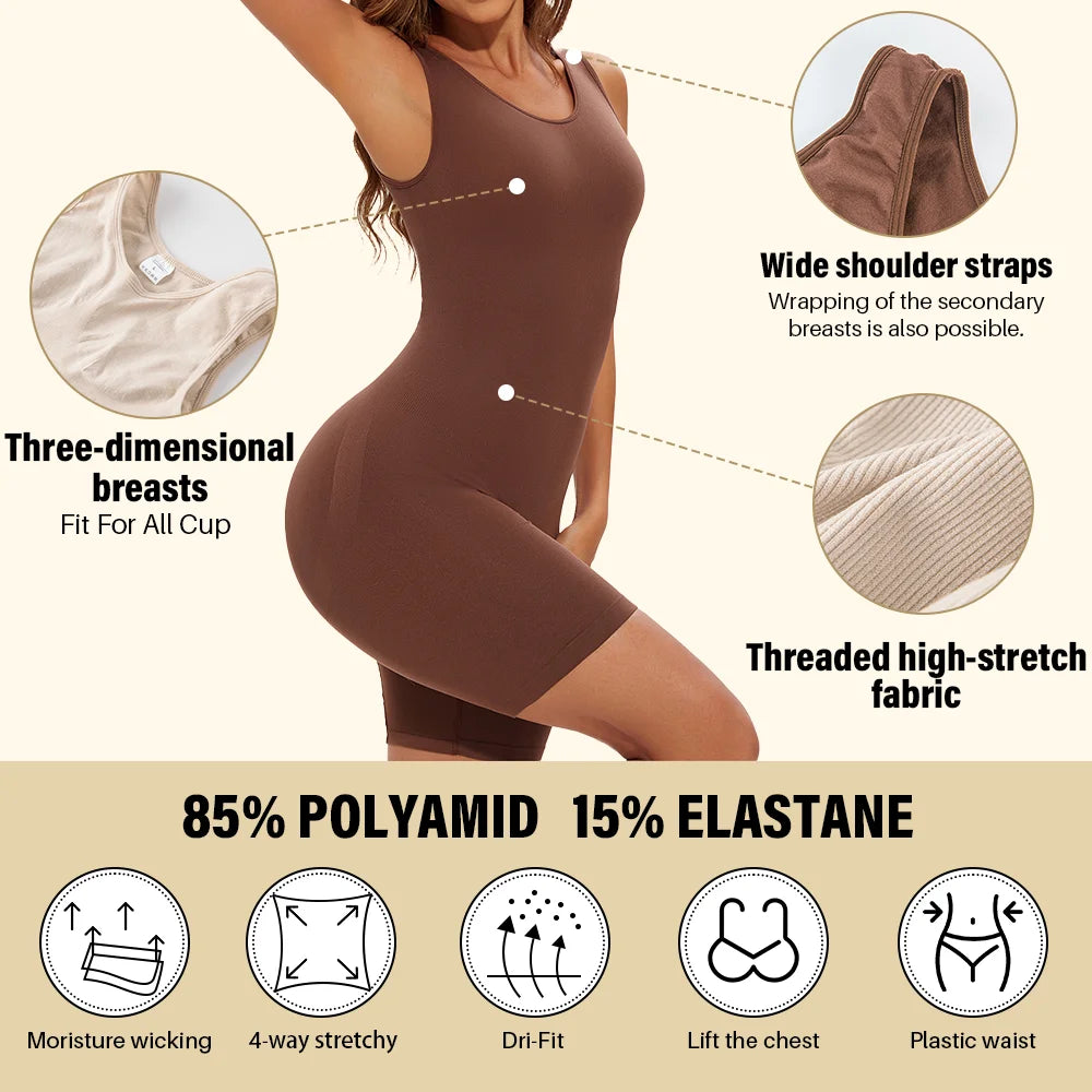 POKARLA – Body sculptant gainant femme, couverture complète, sans couture, affine cuisses & ventre, épaules larges, shapewear 2025