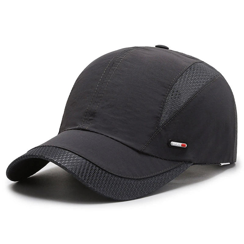 Femmedouceur - Men's Breathable Black Baseball Cap, Sport &amp; Fishing Style 