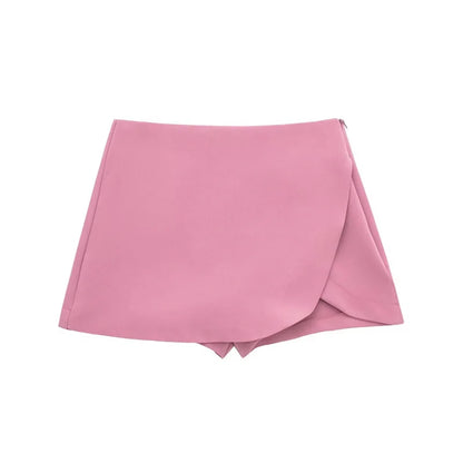 Femmedouceur – Women's Black Asymmetrical High Waist Mini Skirt-Shorts