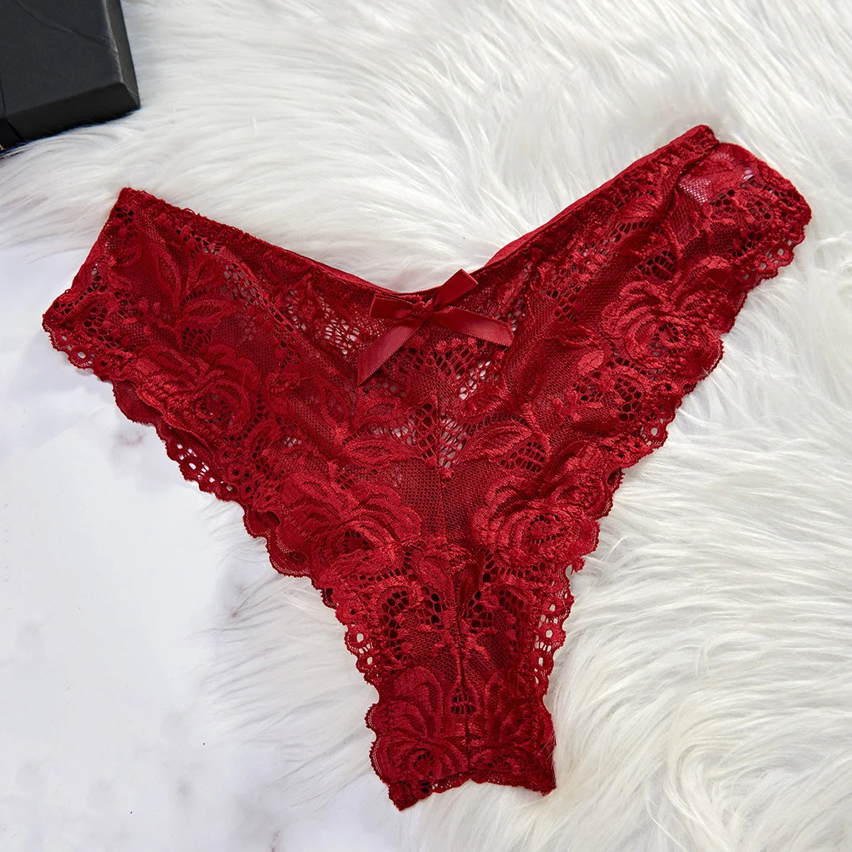 Transparent rouge – Lingerie sexy femme, nuisette dentelle + culotte, ensemble de nuit mini, vêtements transparents confortables