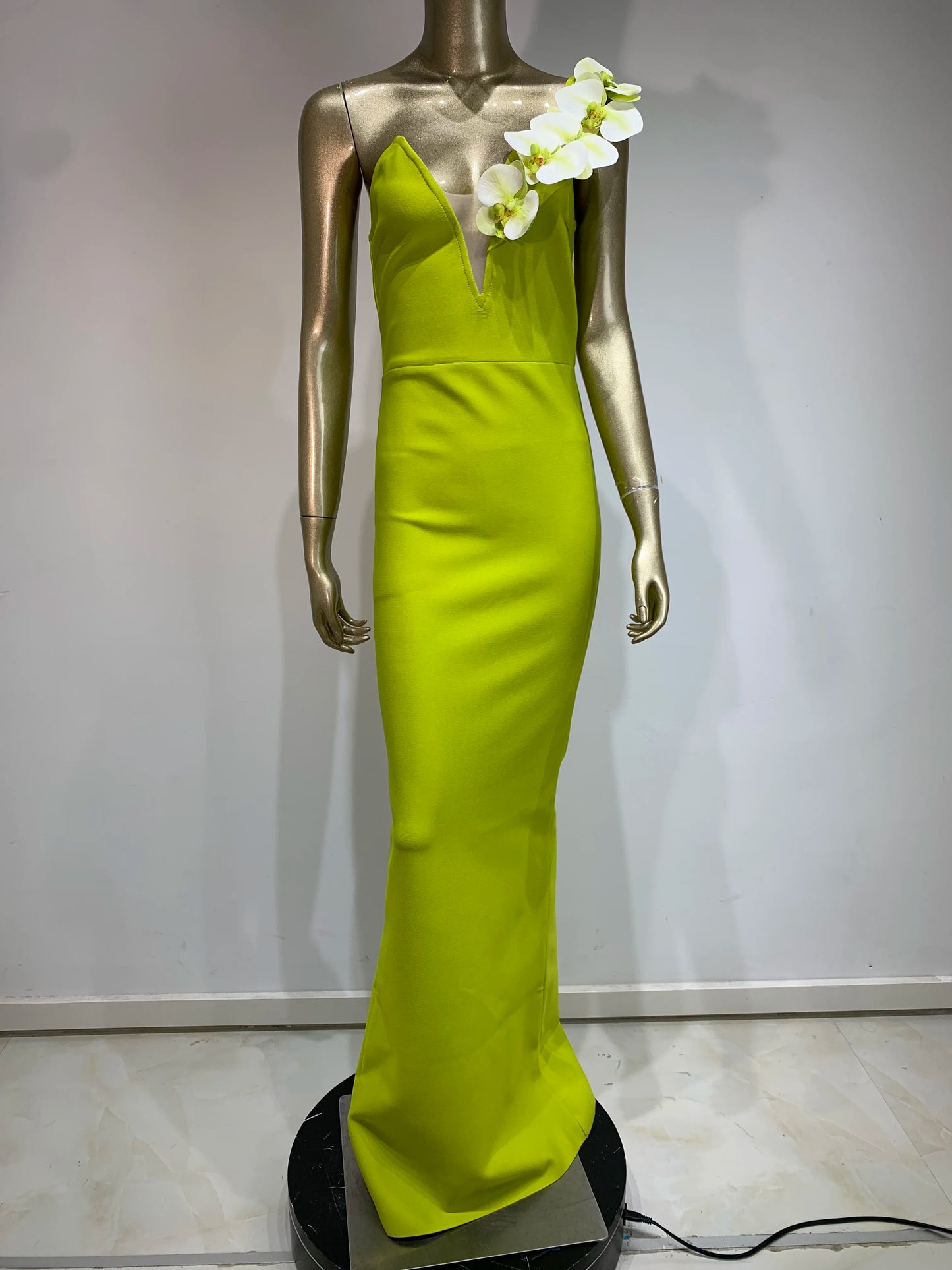 Femmedouceur – Sexy Green Floral Long Dress for Women | Elegant Bandage Maxi Dress for Evening &amp; Club