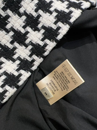 Femmedouceur - Robe Vintage Femme Été 2025, Pied-de-Poule Jaune avec Perles et Col Rond